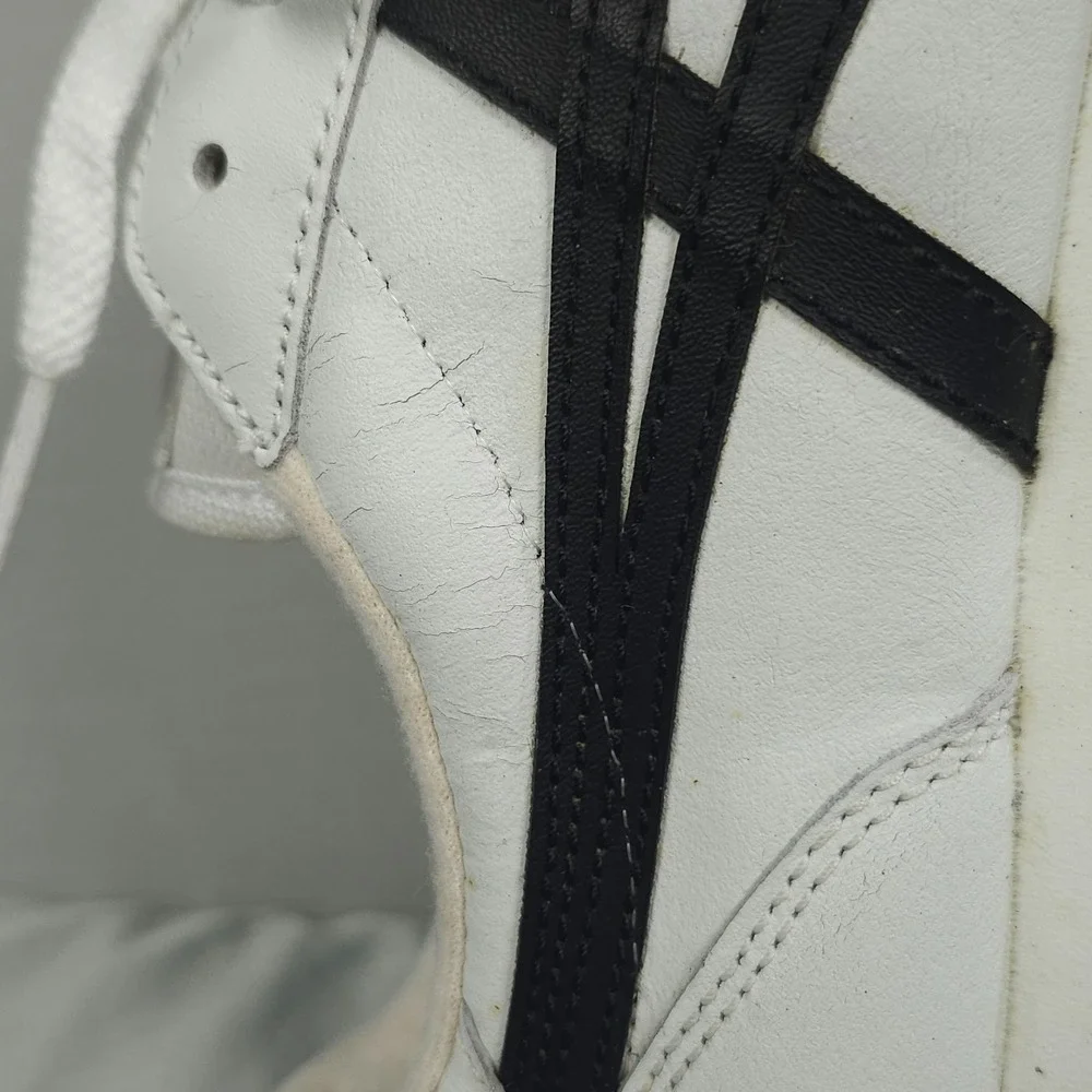 Vintage Asics Cheer Shoes Women 9.5 White Black Leather NCA Cheerleading